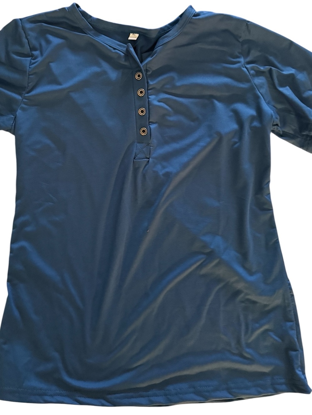 Soft cotton Blue Henley Short Sleeve Top
